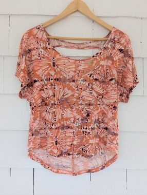 Pacsun Kirra Orange Patterned Open Back Top Size XS